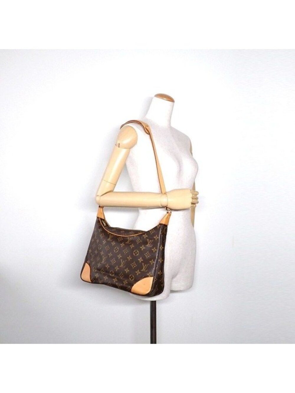 Louis Vuitton Shoulder Bag Boulogne Brown Monogram Canvas Vachetta Leather Gold - Picture 12 of 12